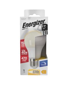 Energizer E27 LED GLS pære 4.2W (470lm), 2700K, Varm hvit, Dimbar