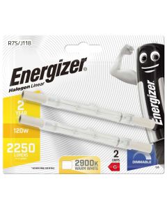 Energizer R7s Halogenrør 118mm, 120W (2250lm), 2900K, varmhvit, dimbar, 2stk.