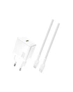 Dudao A26EU USB-C GaN Power-lader 20W PD inkl. lynkabel - Hvit