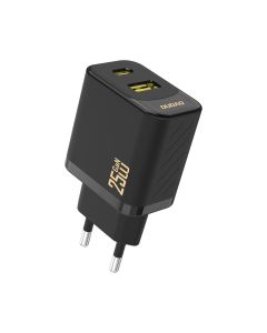 Dudao A26TEU USB-A/C Multiport GaN Power lader 25W PD/QD - Sort