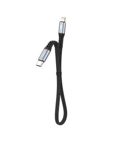 Dudao L10P USB-C 2.0 til Lightning lade- og datakabel, tekstil, sort, 0,23m