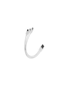 3i1 USB-A 3.0 til Lightning/USB-C/Micro USB data- og ladekabel, hvit, 0,2m