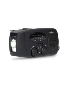 Nedis nødradio - batteri/veiv/solar/lys/powerbank/FM/AM