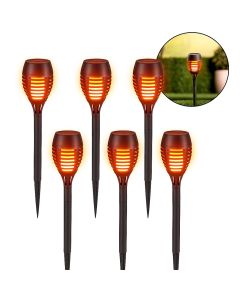 LED solcellelampe med flammeeffekt - 6 stk.