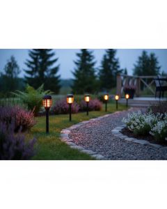 LED solcellelampe med flammeeffekt - 6 stk.