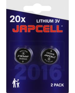 Japcell Lithium CR2016-batterier - 40 stk (20 x 2 stk)
