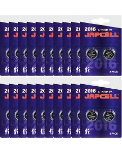 Japcell Lithium CR2016-batterier - 40 stk (20 x 2 stk)