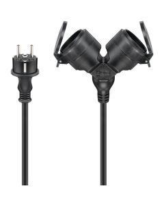 Goobay Dobbel skjøteledning for utendørs bruk, 25 m - svart