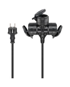 Goobay utendørs tredobbel skjøteledning, 25 m – svart