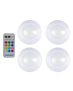 LED-spotlight i flere farger, fjernkontroll, 4 stk.
