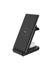 Fast 2-i-1 universal trådløs ladestasjon - svart