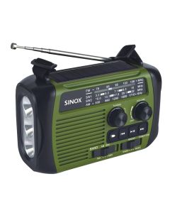 Nødradio - håndsveiv/solcelle/lys/strømbank/FM/AM/BT