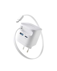 Intenso® USB-C/USB-A Multiport GaN-lader 65 W med USB-C-kabel - hvit