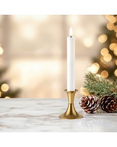 LED-lysekrone med 3D-flamme og fjernkontroll, 18 cm, 2 stk - Hvit