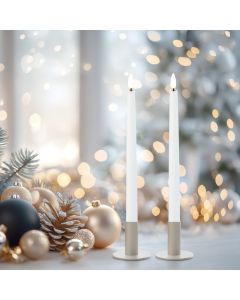 LED-lysekrone med 3D-flamme og fjernkontroll, 24 cm, 2 stk - Hvit