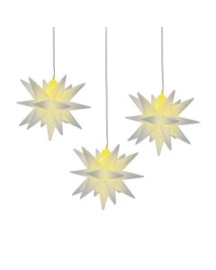 3D LED-stjerne 12x9x9,5 cm inkl. sugekopp (batteridrevet) - 3 stk.