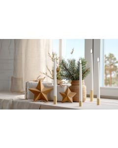 LED-lysekrone med 3D-flamme og fjernkontroll, 24 cm, 4 stk - Hvit