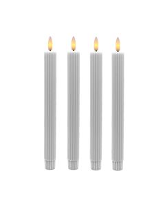 Stripete LED-lysekrone med 3D-flamme og fjernkontroll, 25 cm, 4 stk - Hvit
