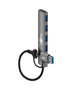 USB-C/USB-A 3.2 Hub 4-port - grå - 0,1 m