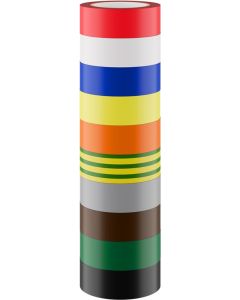 Isolasjonstape, 19 mm x 10 m, flerfarget, 10 stk.