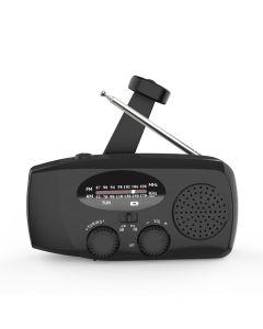 Nødradio med sveiv, solcelle, powerbank, FM, AM, lommelykt