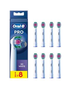 Oral-B Pro 3D White tannbørstehoder, 8 stk.