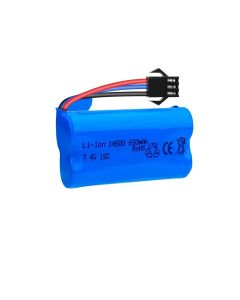 14500 batteripakke 7,4V 650mAh 15C til RC leketøy - SM-3P kontakt