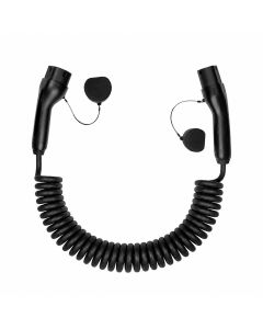 Boult Type 2 spiralformet ladekabel til elbil – 22 kW, 5 m, inkludert veske, svart