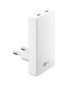 Goobay USB-C PD GaN Power Dual hurtiglader 65 W, flat (2xUSB-C) – hvit