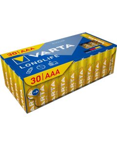 Varta Longlife AAA/LR03 alkalibatterier – 30 stk.