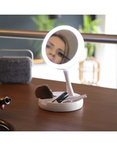 Grundig sminkespeil med LED, sammenleggbart