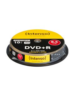 Intenso® DVD+R 8,5 GB, 8x hastighet, dobbeltlag – 10 stk. på spindel (kan trykkes på)