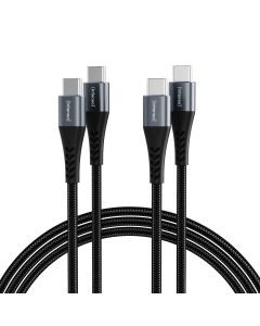 Intenso® USB-C til USB-C lade- og datakabel 240 W, tekstil, svart, 2 m – 2 stk.