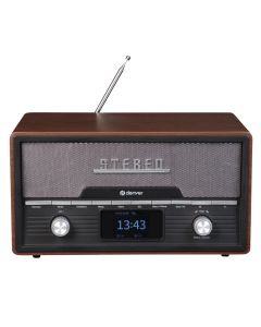 Denver MDA-525DW DAB+-radio med FM, USB og Bluetooth, mørkt tre