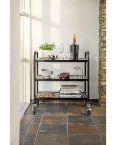 Rullebord i rustfritt stål, 3 hyller, 86 x 53,5 x H96, svart