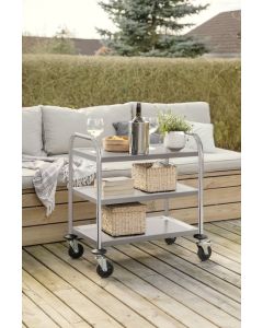 Rullebord i rustfritt stål, 70x38xH80, 3 hyller