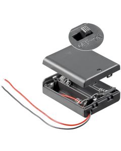 Batteriholder til 3 x AA / R06, boks (med kabeltilkobling) - Seriekoblet