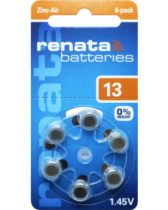 Renata ZA13 (6 stk.) Høreapparatbatterier - 0 % kvikksølv