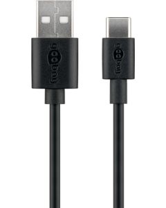 USB-C lade- og datakabel 0,1m, sort