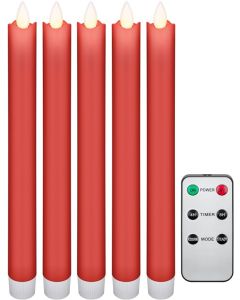 Goobay LED-Krone Vokslys, rød, inkl. Fjernbetjening, 5 Stk, bevægelig flamme