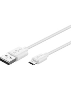 USB-A 2.0 til Micro USB lade- og datakabel, hvit, 1m