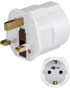 Power Adapter Schuko med jord (Type F, CEE 7/4) > UK 3-pin hanstikk (Type G, BS 1363)