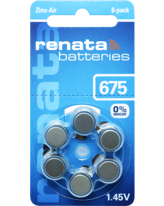 Renata ZA675 (6 stk.) Høreapparatbatterier - 0 % kvikksølv