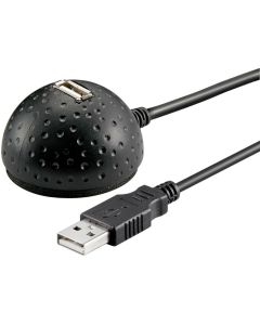 USB 2,0 Hi-Speed forlengerkabel med skrivebordsfot, sort, 1,5m,