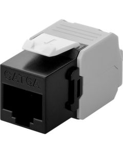 CAT 6a KeyStone RJ45 jack, ikke avskjermet, sort-hvit