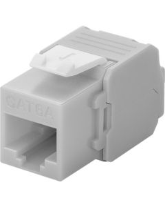 CAT 6a KeyStone RJ45 jack, ikke avskjermet, light gray-hvit