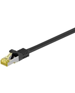RJ45 patch cord S/FTP (PiMF), m/ CAT 7 kabel, sort, 0,5m
