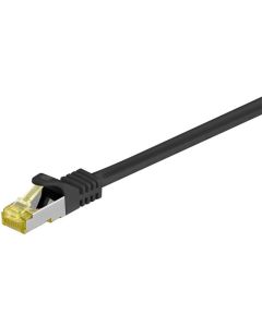 RJ45 patch cord S/FTP (PiMF), m/ CAT 7 kabel, sort, 1m