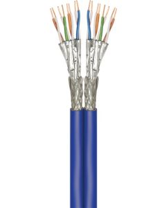 CAT 7A+ Duplex nettverkskabel, S/FTP (PiMF), blå, 500m kabelrull