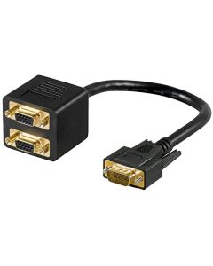 VGA han (15-pin) > 2x VGA hun (15-pin), VGA han (15-pin), sort,